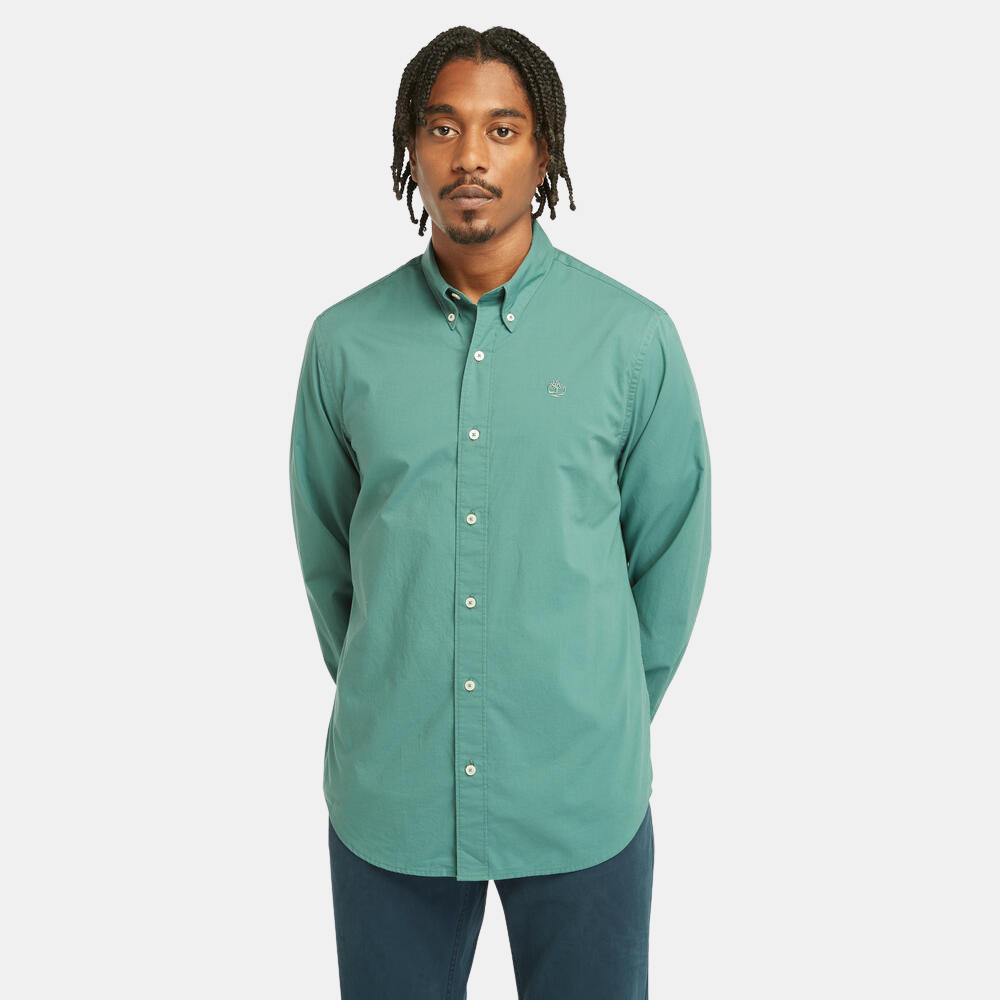 Regular Fit Stretch Poplin Shirt For Men