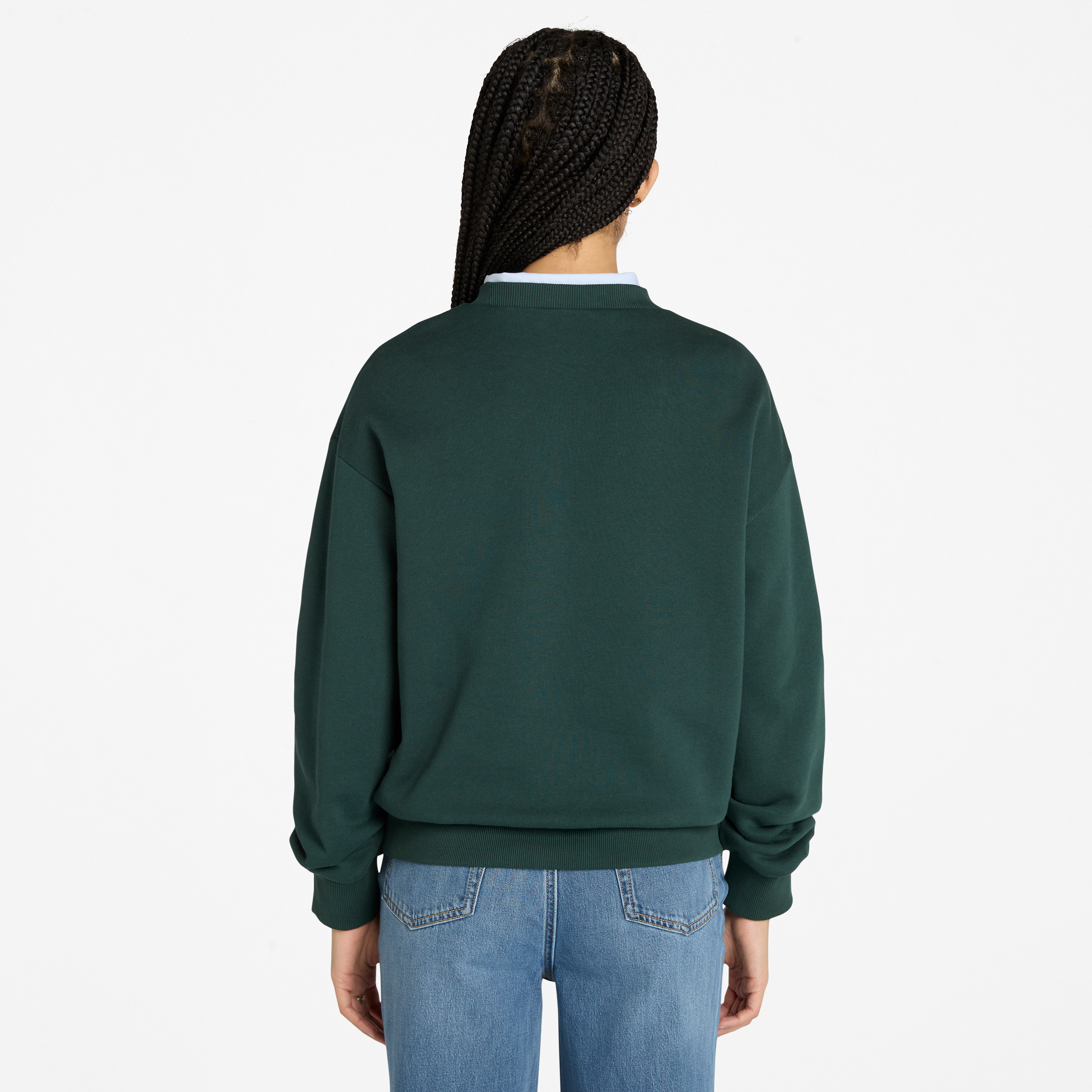 Brushed Back Chest Graphic Crew Sweatshirt For Women