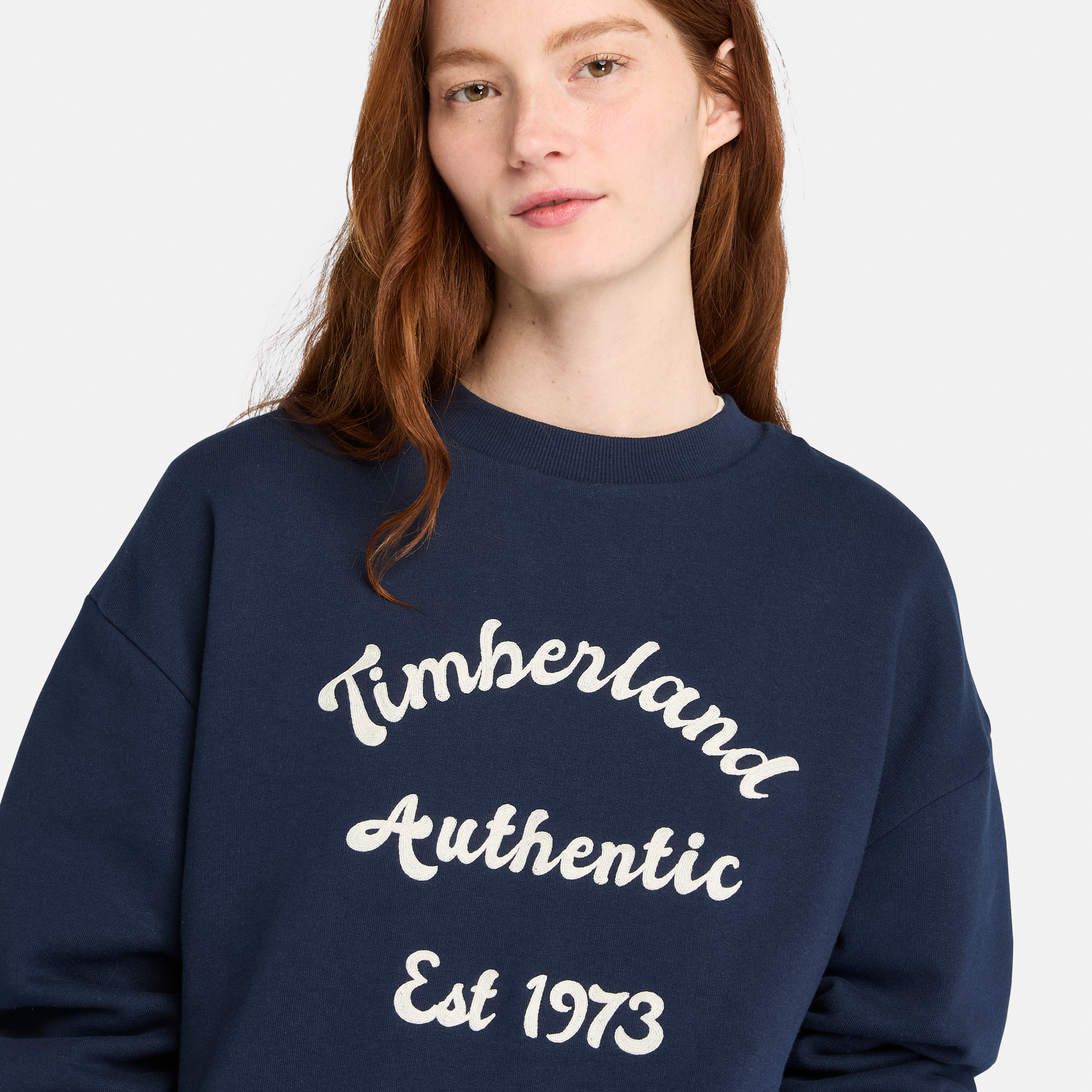 Brushed Back Chest Graphic Crew Sweatshirt For Women