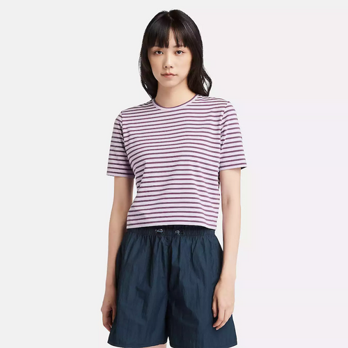 Striped Cropped Short Sleeve Tee For Women
